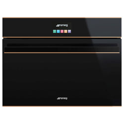 Smeg SF4604MCNR Dolce Stil Novo Integrated Combination Microwave, Black/Copper